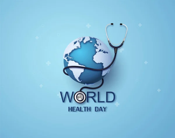 World Health Day Concept Paper Art Digital Craft Style — Stock Vector