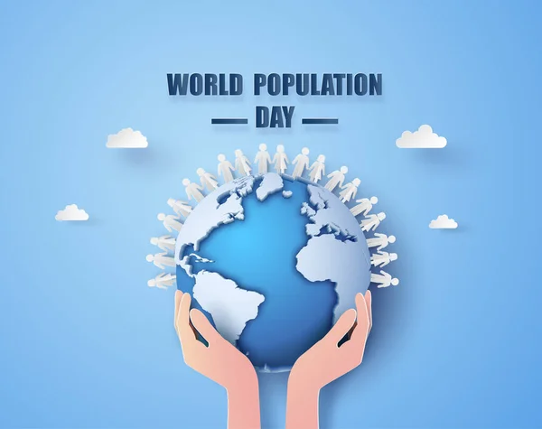 世界人口日的矢量图解 横幅或海报 — 图库矢量图片