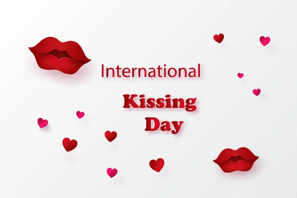 World Kissing Day Paper Collage Paper Cut Style Digital Craft — 스톡 벡터