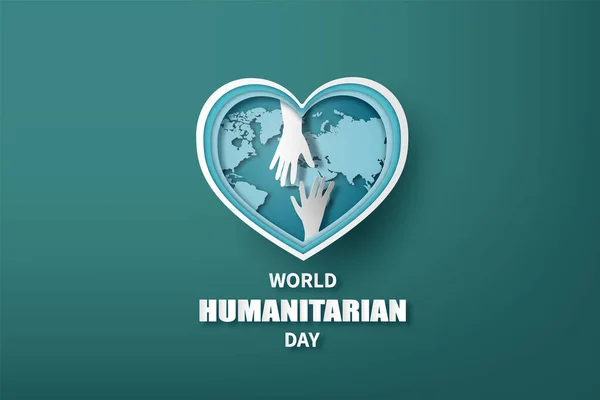 Día Mundial Humanitario Collage Papel Estilo Corte Papel Con Artesanía — Vector de stock