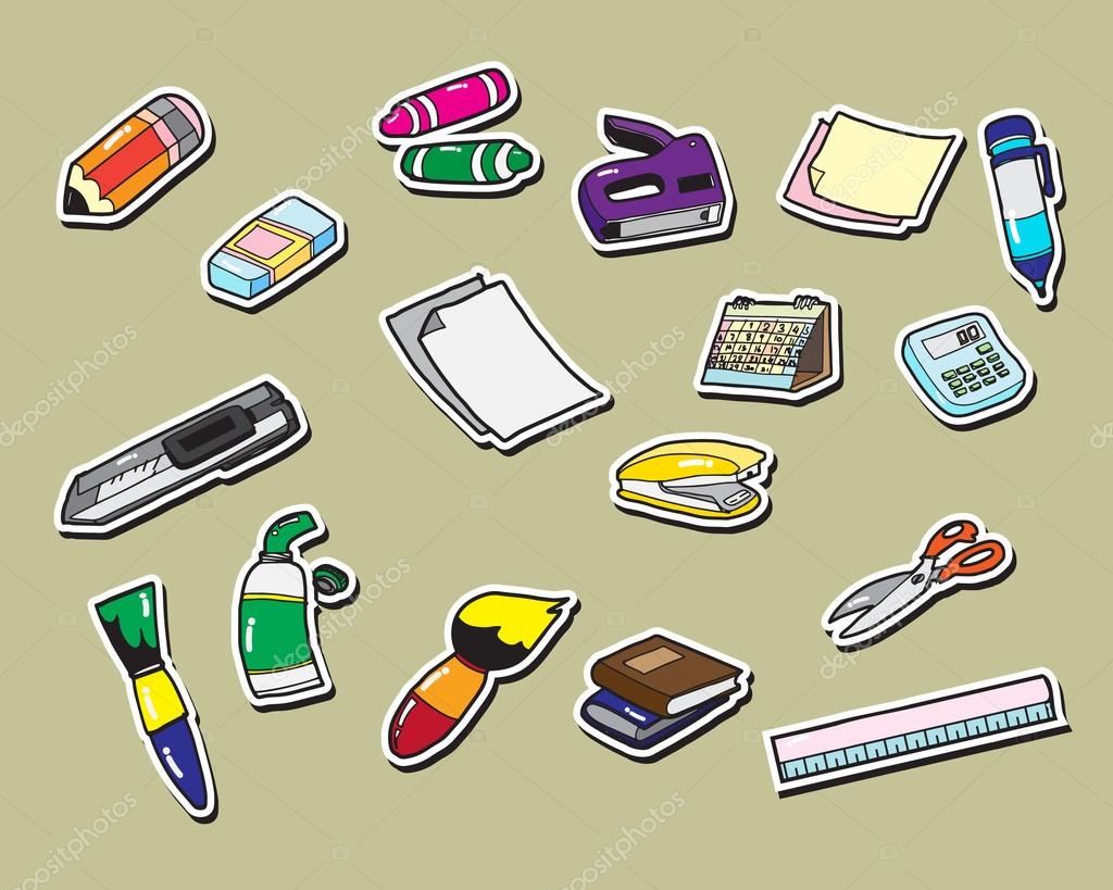 Office stationery sticker icons Stock Vector Image by ©thana_keng 53878891