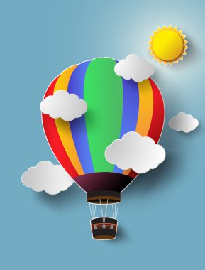 sıcak hava balonu yüksek sunlight.vector illustratio gökyüzü
