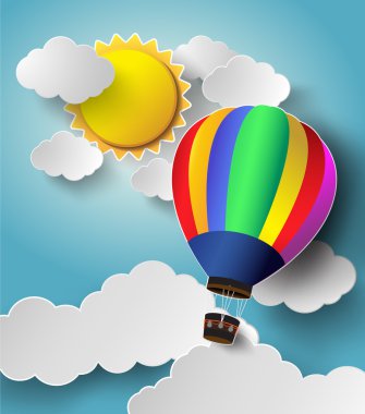 sıcak hava balonu yüksek sunlight.vector illustratio gökyüzü
