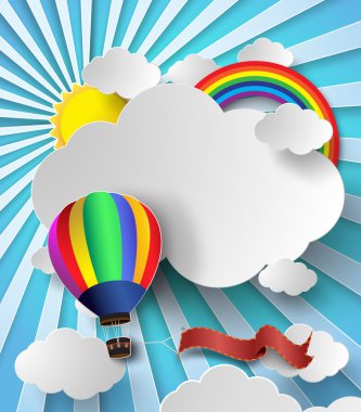 vektör çizimi güneş sıcak hava balonu ile bulut.