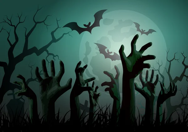 Illustration of Halloween Zombie Party. — Stock Vector