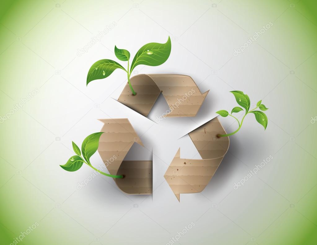 Recycle symbol or sign of conservation . Vector symbol paper cut style