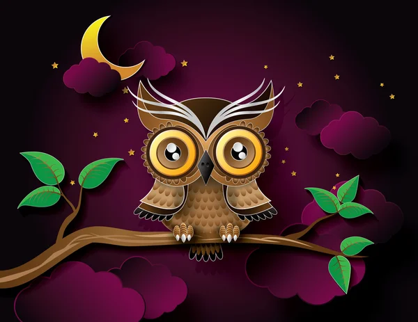 Vecteur de hibou et de lune . — Image vectorielle