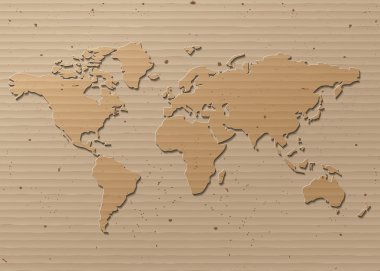 Vektör Dünya Haritası kahverengi karton 