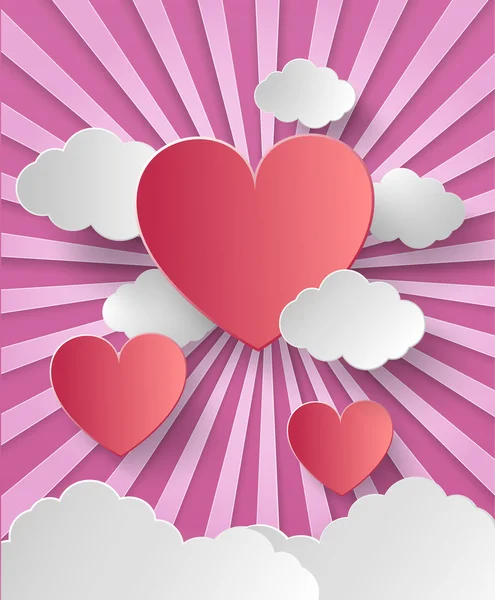 Valentinsdag abstrakt baggrund med skåret papir hjerte. Vektor – Stock-vektor