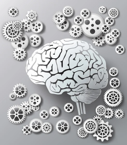 Vector illustration brain and gear. — Stock Vector