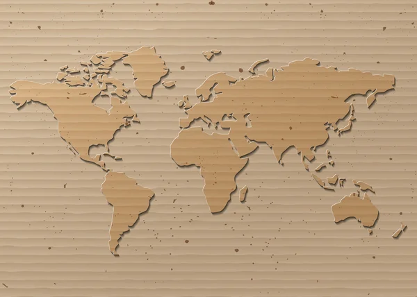 Vector Mapa do mundo Papelão castanho — Vetor de Stock