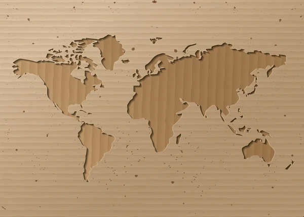 Vector World map  Brown Cardboard — Stock Vector