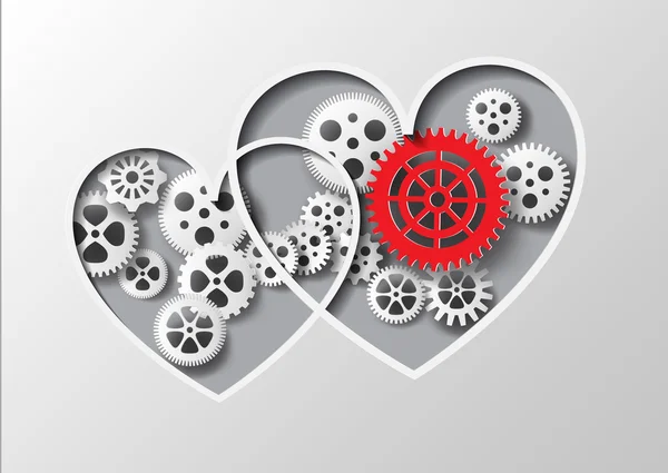 Vector illustration heart and gear. — Stock Vector