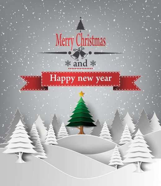 С рождественским пейзажем. Вектор
