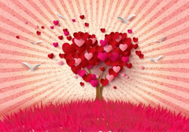 Love tree with heart leaves. clipart