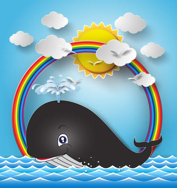 흰긴수염고래의 삽화. — 스톡 벡터