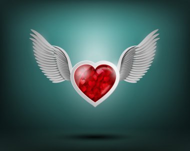 flying hearts with wings. clipart