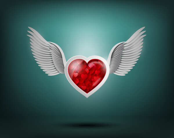 flying hearts with wings.