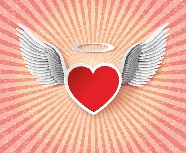 Flying hearts with wings. — Stock Vector
