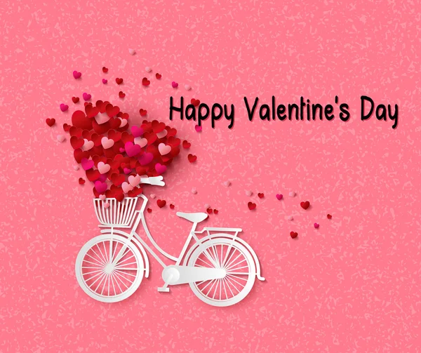 Kartkę z życzeniami z roweru i powietrze balony w kształcie serca. — Wektor stockowy
