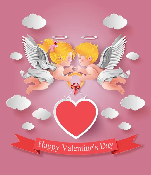 Cute boy and girl cupids. — Stock Vector