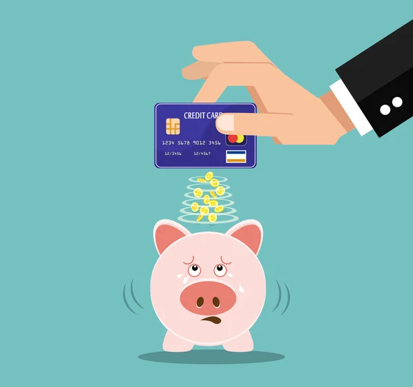 Sparschwein mit Kreditkarte — Stockvektor
