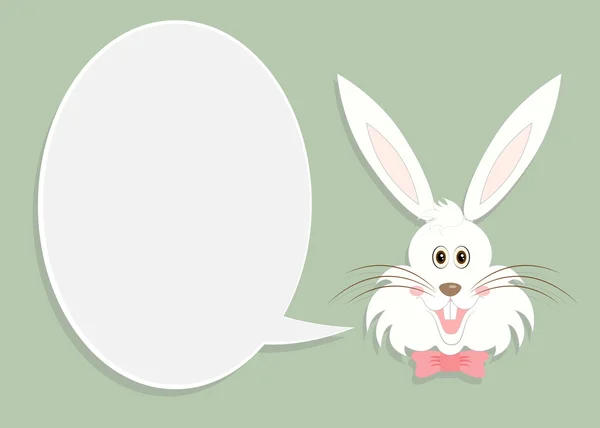 Tarjeta de felicitación con conejo de Pascua blanco . — Vector de stock
