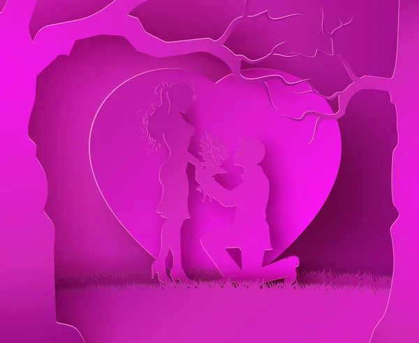 Two enamored under  tree Stock Illustration