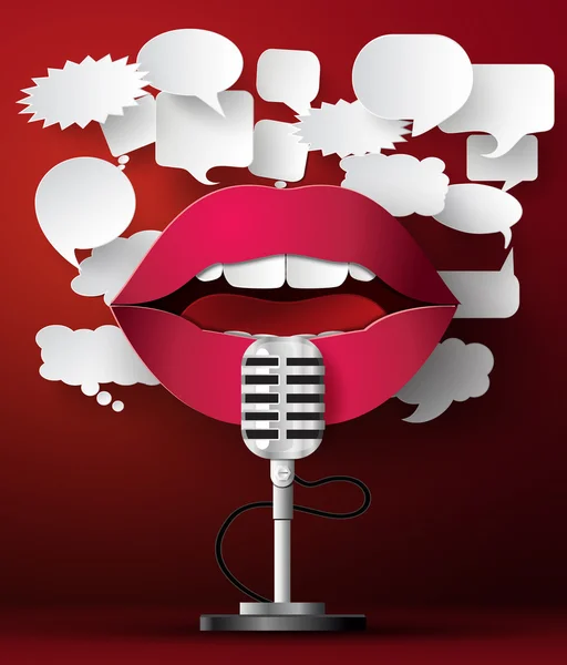 Usta są rozmowy przez mikrofon — Wektor stockowy