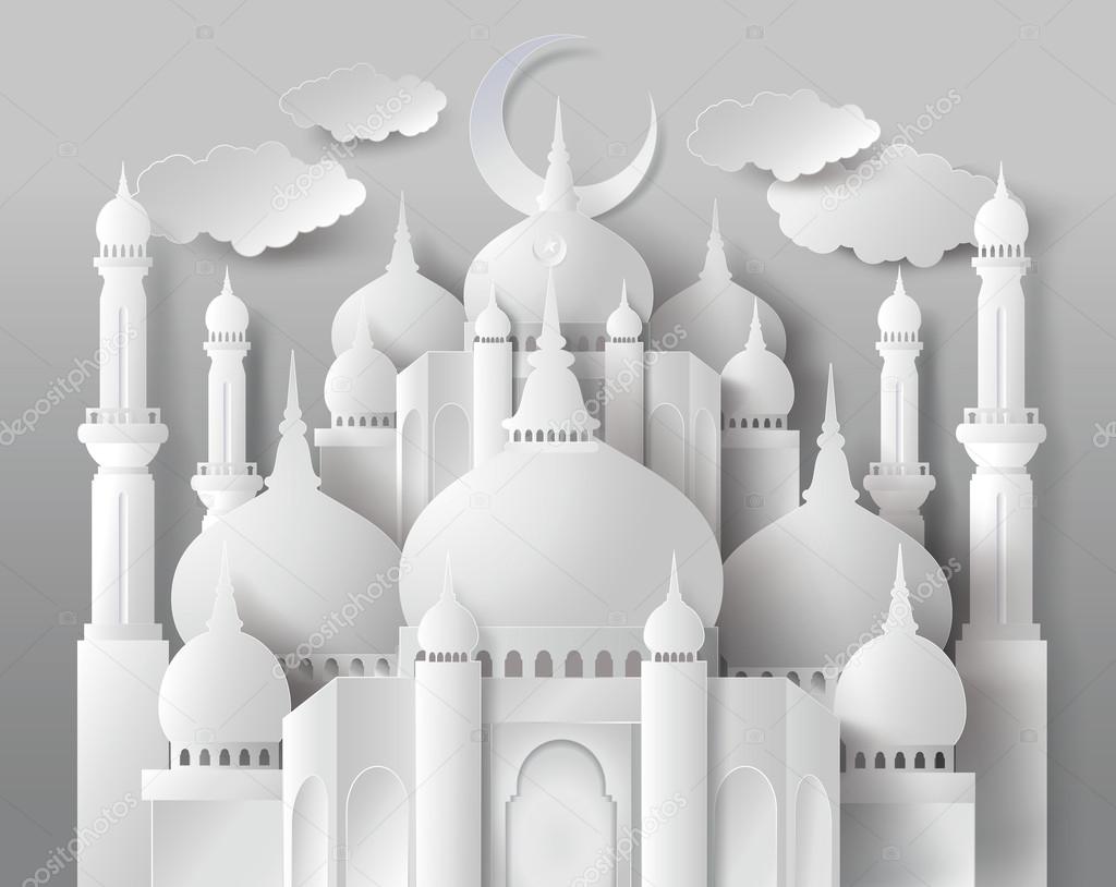 Vector of paper Mosque.