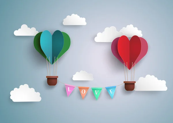 Hot air balloon in a heart shape. — Stock Illustration Hot air balloon in a heart shape. Stock Vector