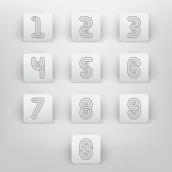 Mono linjer stil alfabetiska typsnitt nummer anges. — Stock vektor