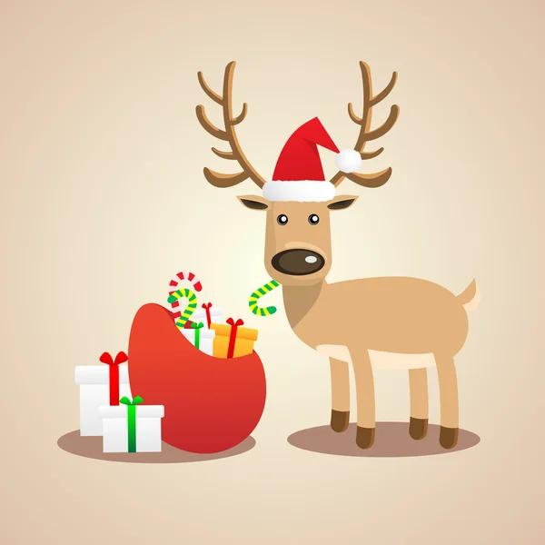 Vektoros illusztráció karácsonyi aranyos reindeer.happy új év — Stock Vector