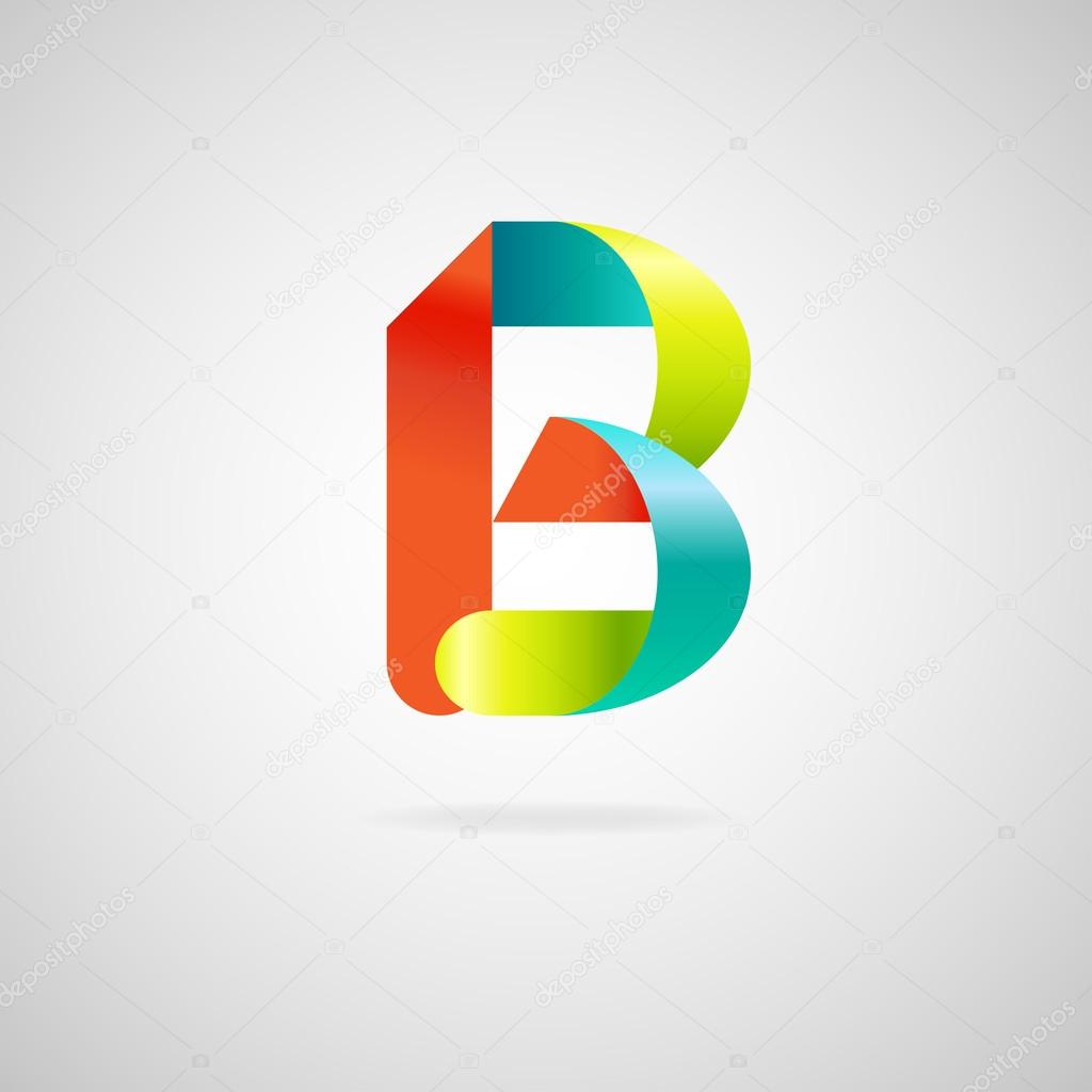 Sign the letter B .color ribbon business logo icon and font