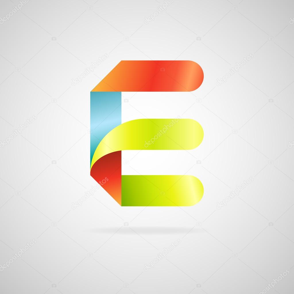 Sign the letter E .color ribbon business logo icon and font