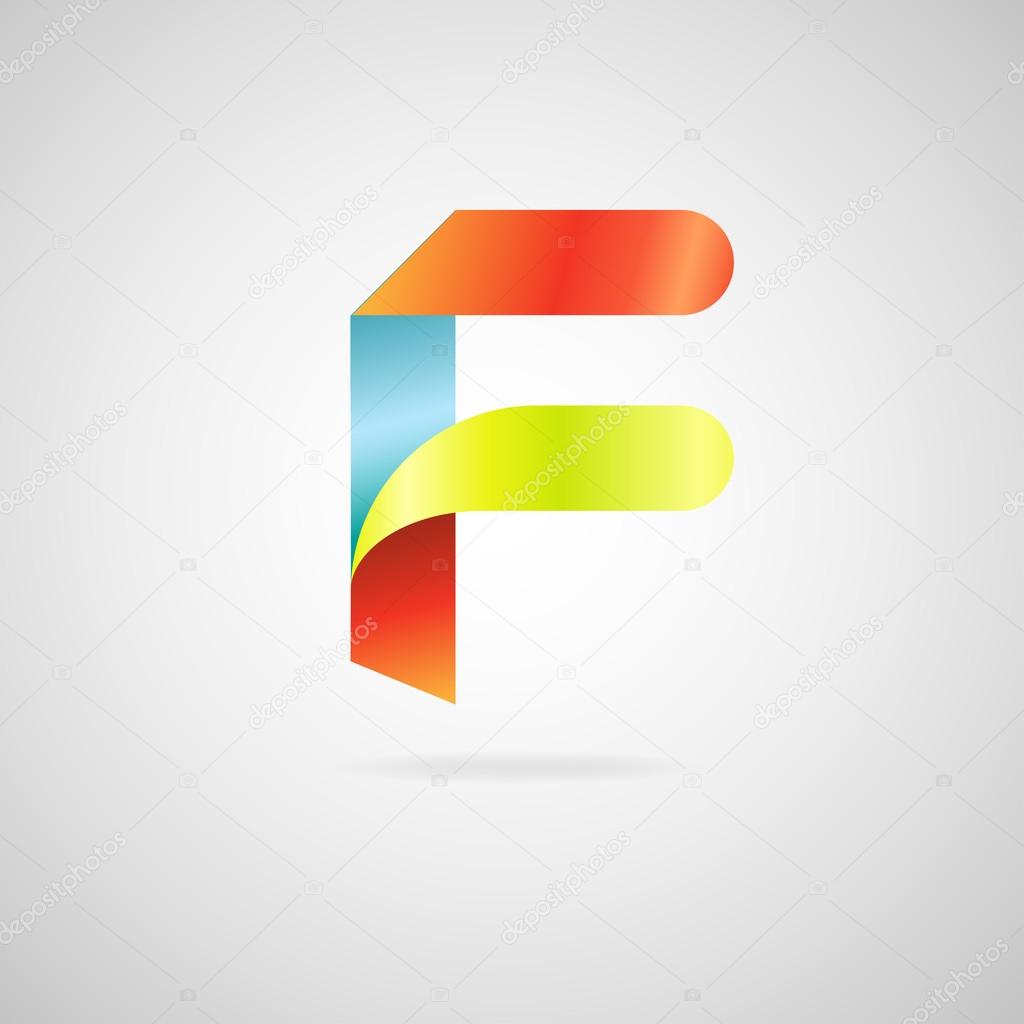 Sign the letter F .color ribbon business logo icon and font