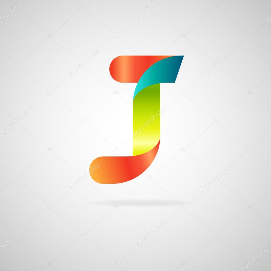 Sign the letter J .color ribbon business logo icon and font