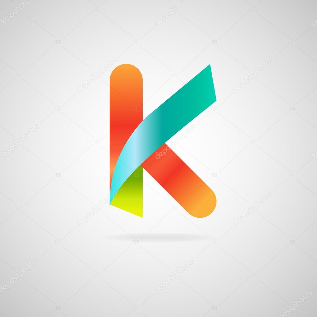 Sign the letter K.color ribbon business logo icon and font
