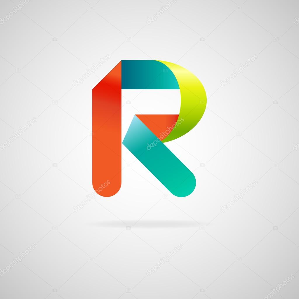 Sign the letter R.color ribbon business logo icon and font
