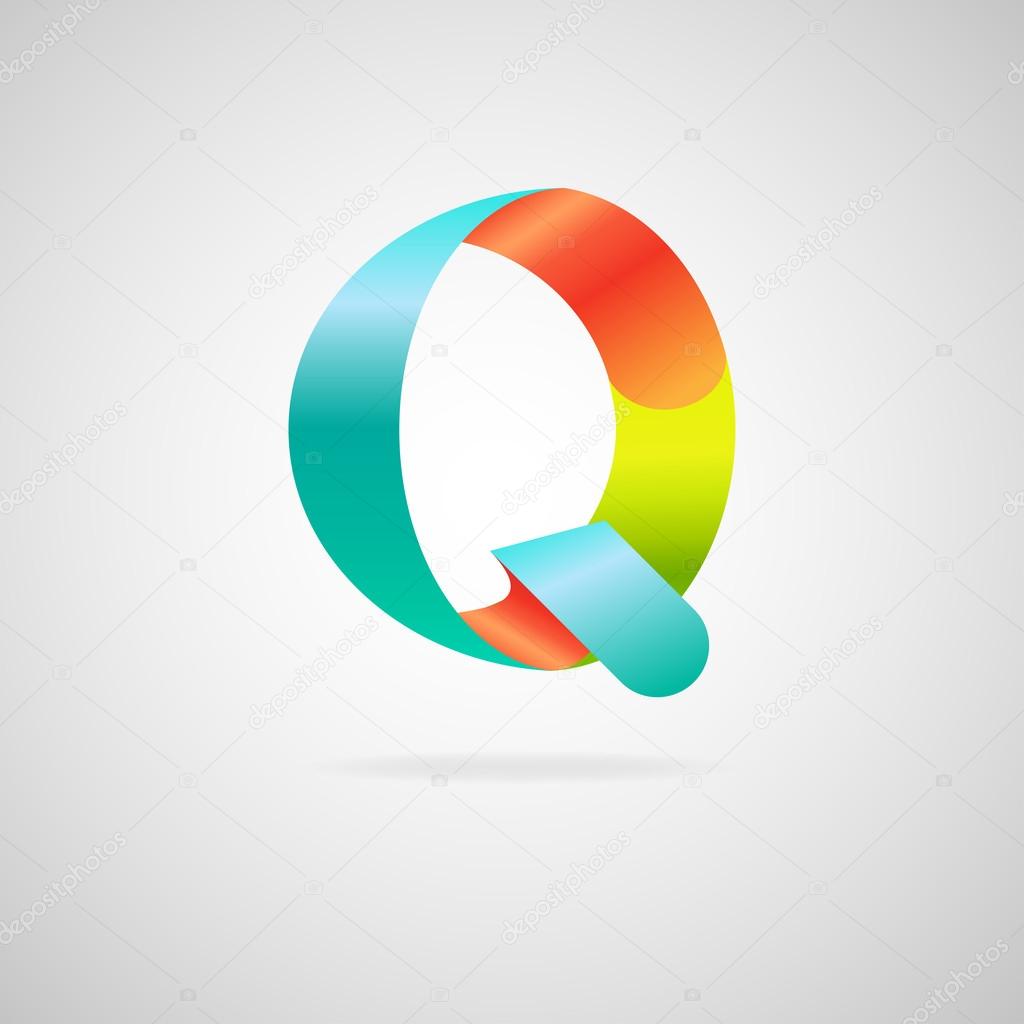 Sign the letter Q.color ribbon business logo icon and font