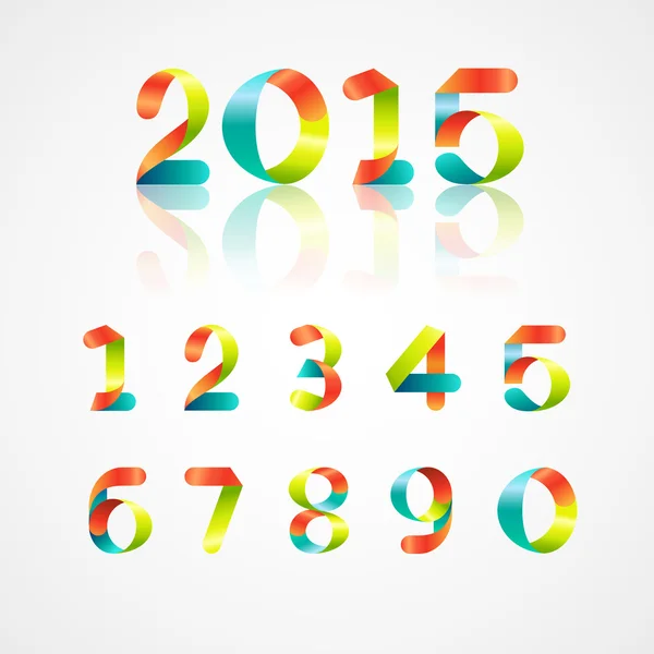 Set di font nastro colorato. Numeri da 0 a 9 Illustrazione vettoriale — Vettoriale Stock