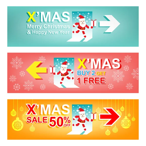 Boldog Karácsonyt és új évet eladó banner halmaza." Xmas jel"fogalma — Stock Vector