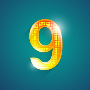 Alfabe numaraları 9. kristal tarzı. Vektör çizim.