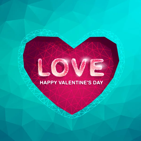 Valentine's day cards with Polygon Heart.Abstract love vector il — Stock Vector