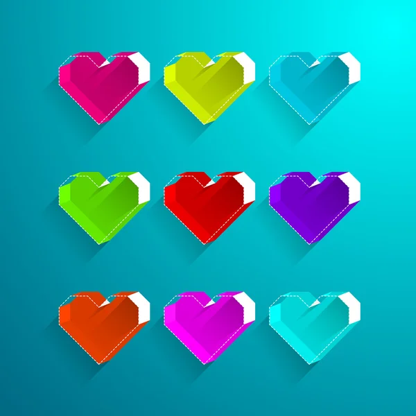 Στυλ πλαισίου πολύχρωμο καρδιά. Αγίου Βαλεντίνου καρδιά σύμβολο — Διανυσματικό Αρχείο