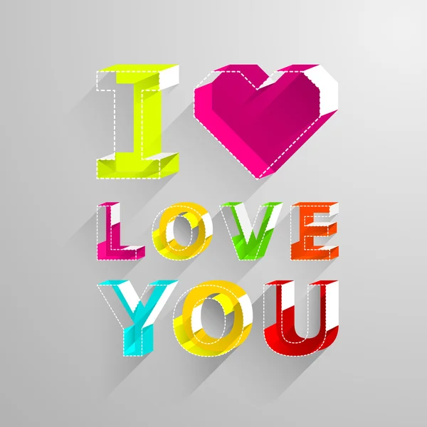 Valentine's day cards.i love you. Color letter in isometric — Stock Vector