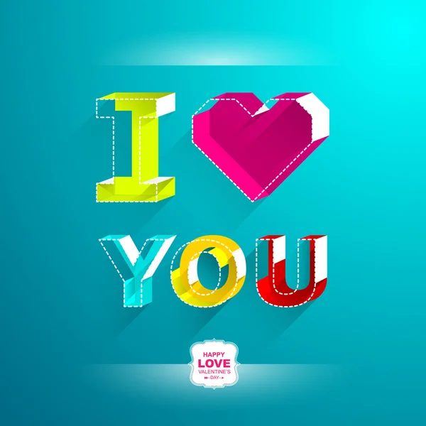 Valentine's day cards.i love you. Color letter in isometric — Stock Vector