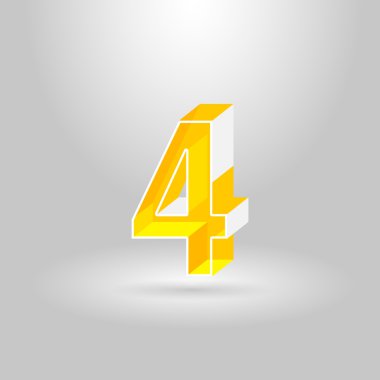 İzometrik alfabe Font.Number 4. vektör çizim