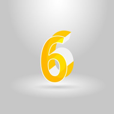 İzometrik alfabe Font.Number 6. vektör çizim