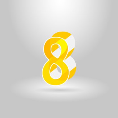 İzometrik alfabe Font.Number 8. vektör çizim